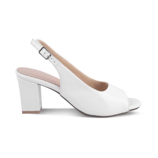 The Woo white women?s dress block heel sandals Little Wish - Image 2