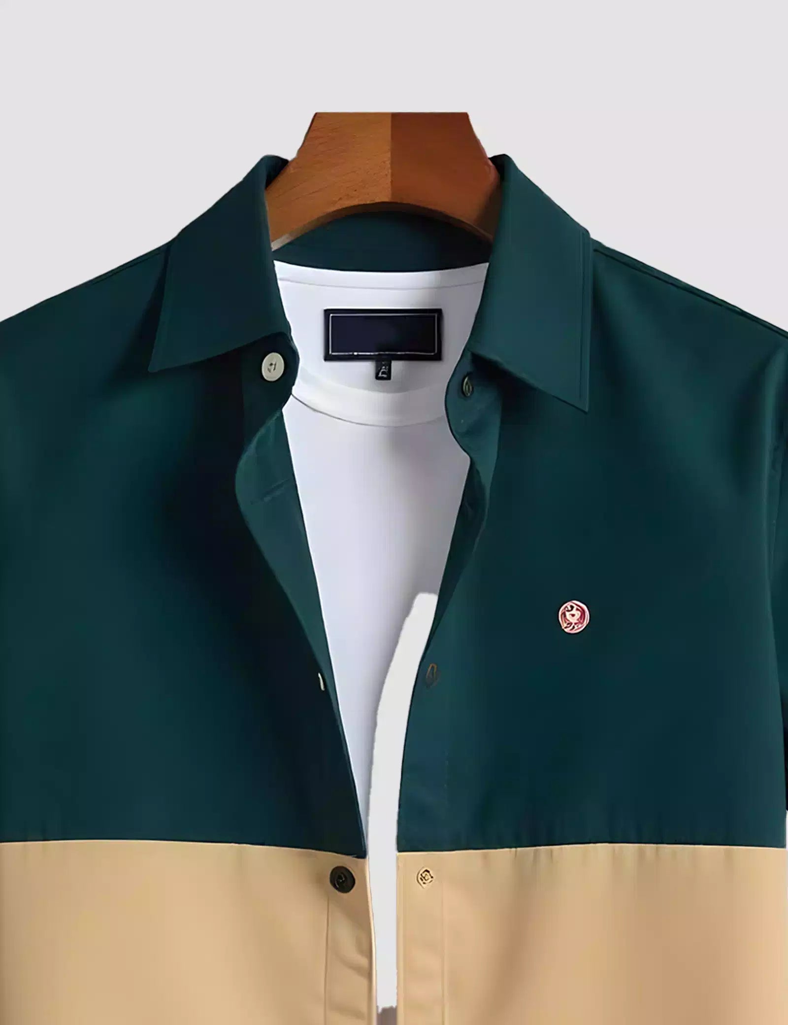 Cream Green Printed Men's Half Sleeves Poly Cotton Casual Wear Shirts - Image 2