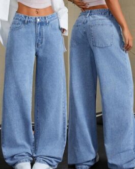 Little Wish Relaxed Wide Leg Jeans for Women
