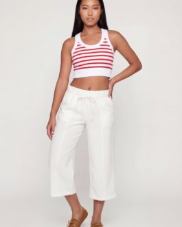 Striped Ribbed Cropped Racerback Tank Top