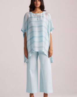 Misty Blue Silk Kaftaan Co-ord Set
