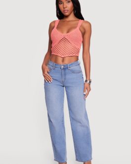 Solid Crochet Cropped Tank Top