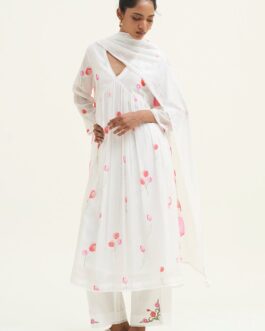 White Bougainvillea Printed Salwar Suit