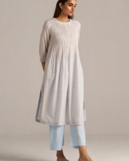 Baby Blue and Off-White Dotted Print Co-ord Set