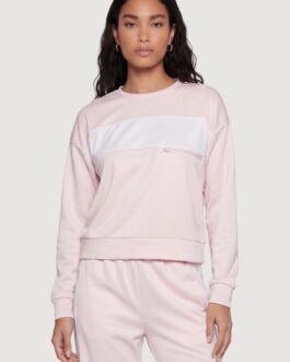 Crew Neck Pullover Top with Zip Pocket Detail