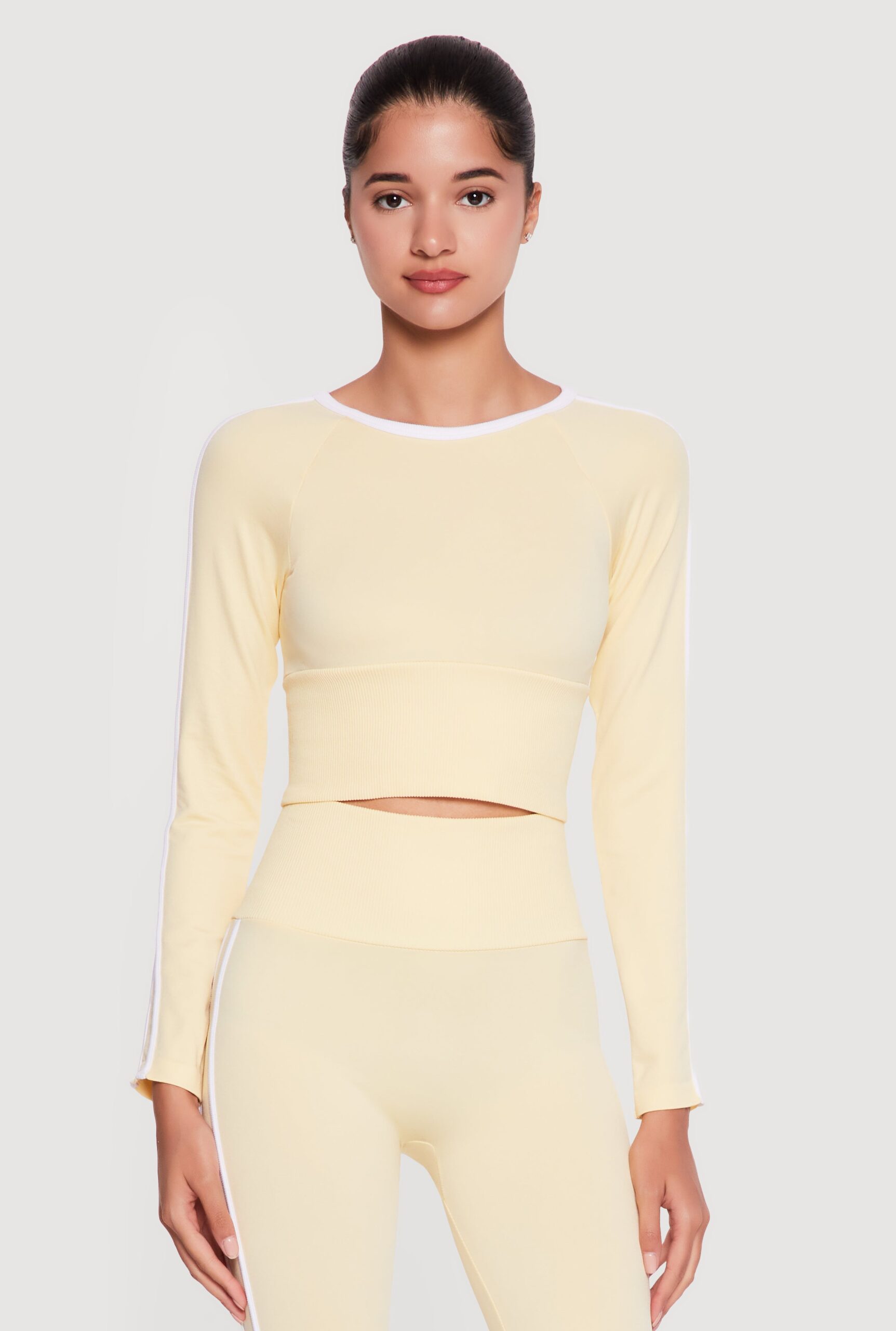 Varsity Stripe Seamless Long Sleeve Crop Top