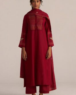 Maroon Embroidery Kurta Set