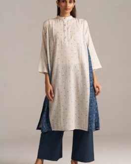 Off-White and Indigo Blue Linen Co-ord Set