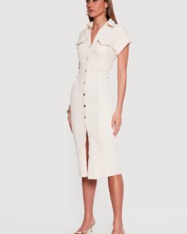 Denim Side Ruched Dolman Sleeve Shirt Dress