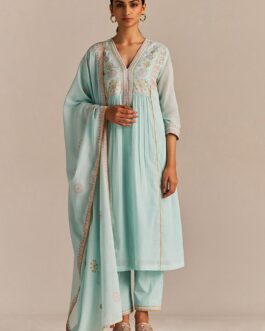 Fair Aqua Mul-Mul Kurta Set