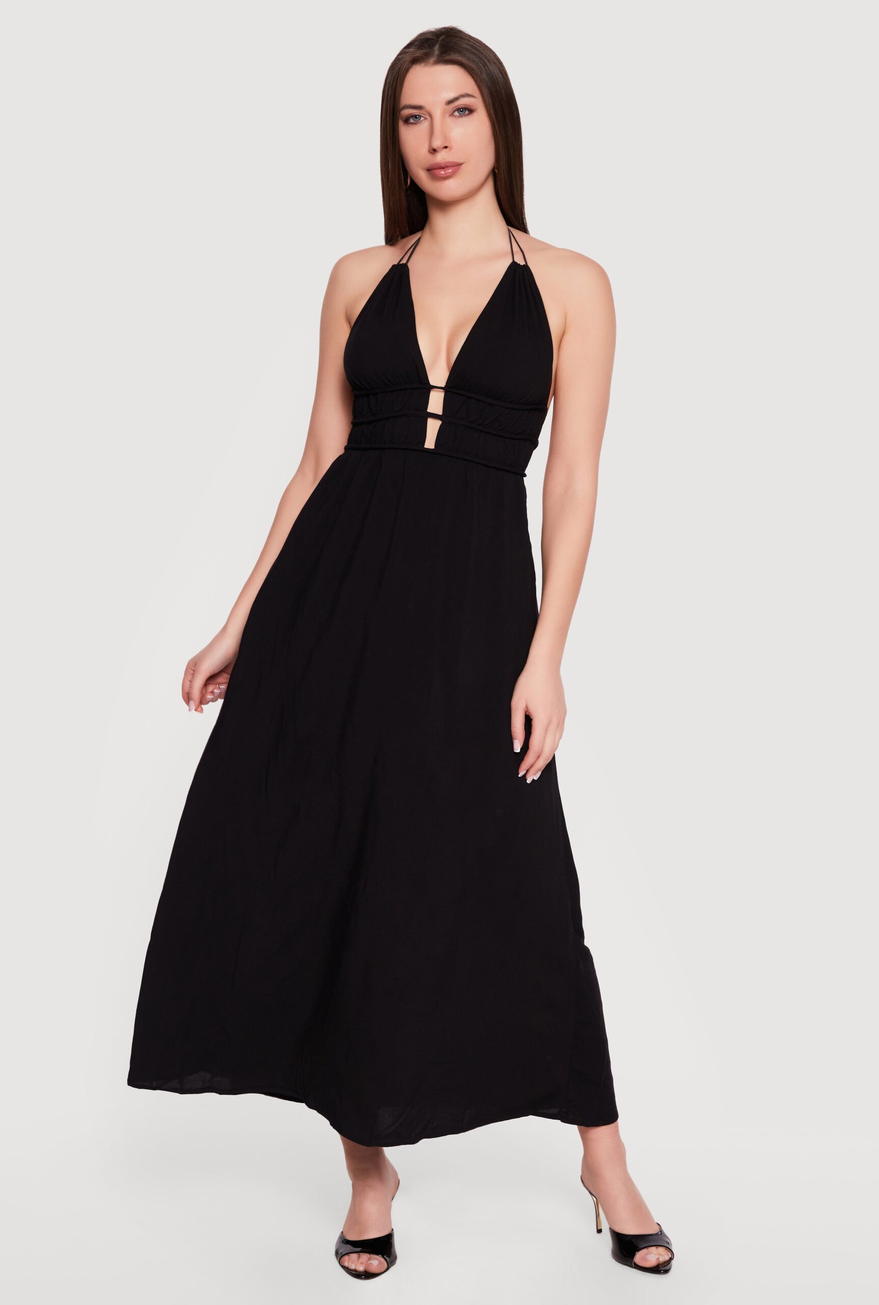 Strappy Tie Back Halter Maxi Dress