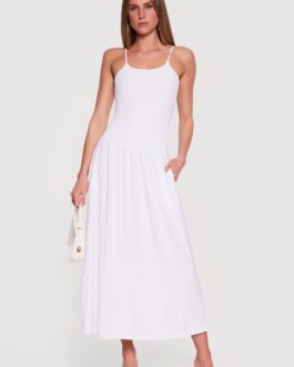 Scoop Neck Smocked Fit and Flare Midi Dress