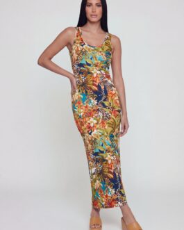 Floral Animal Print Maxi Tank Dress