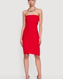 Fold Over Detail Midi Tube Sweater Dress