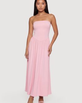 Solid Strapless Maxi Dress