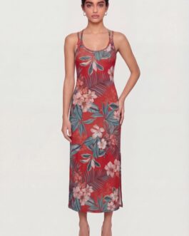Tropical Floral Double Strap Maxi Dress