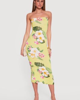 Floral Slit Back Tube Dress