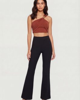 Metallic Detail Side Ruched Crop Top
