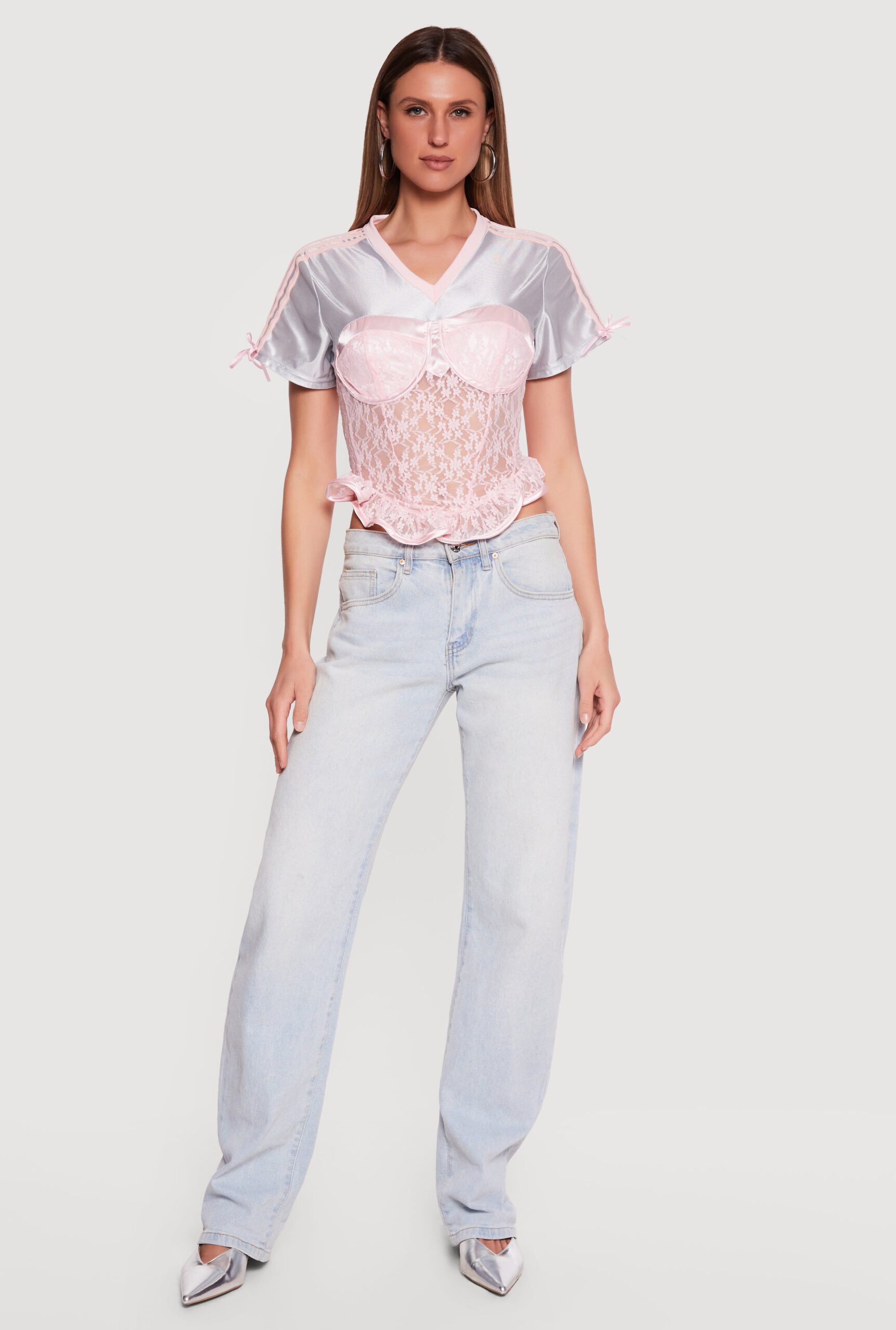 Lace Cropped Jersey Corset Top