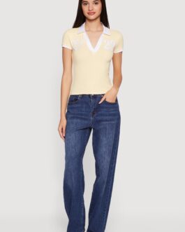 Embroidered 22 Graphic Short Sleeve Polo Top