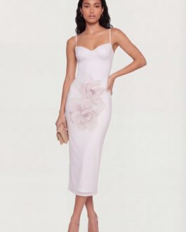 Floral Sweetheart Bustier Midi Dress