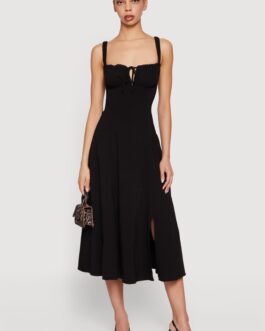 Drawstring Keyhole Lace Up Back Bustier Dress