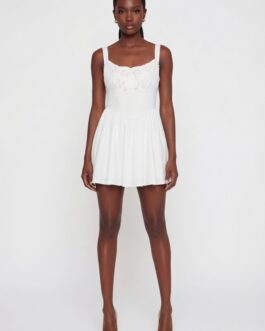 Drawstring Front Bustier Skater Dress