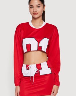 Cropped Numerical Graphic Mesh Jersey