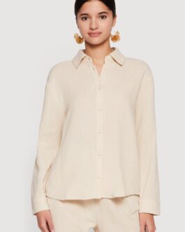 Tie Back Collared Button Front Blouse