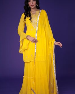 Georgette Sharara Suit with Pittan work