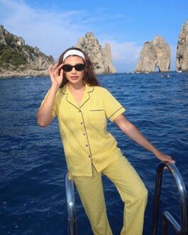 Butter Yellow Gingham Pajama Set