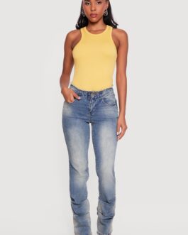 Little Wish Frayed Stacked Bootcut Jeans