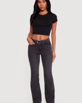 Little Wish Little Wish Belted Front Bootcut Jeans