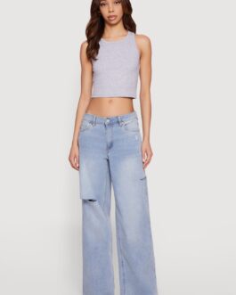 Little Wish Slashed Wide Leg Jeans