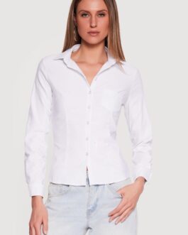 Long Sleeve Collared Button Front Shirt