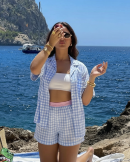 Blue Gingham Cotton Shorts Nightsuit