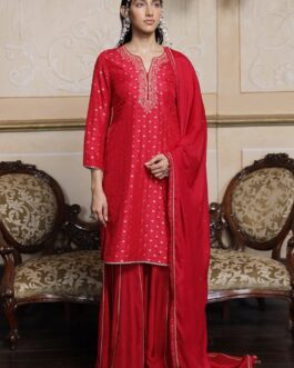 Virtual Pink Woven Silk Salwar Suit