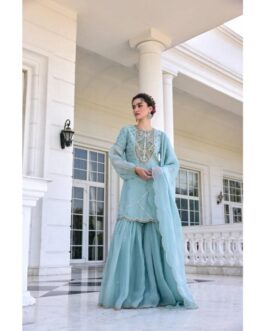 Little Wish Blue Kurti with Sharara and Dupatta