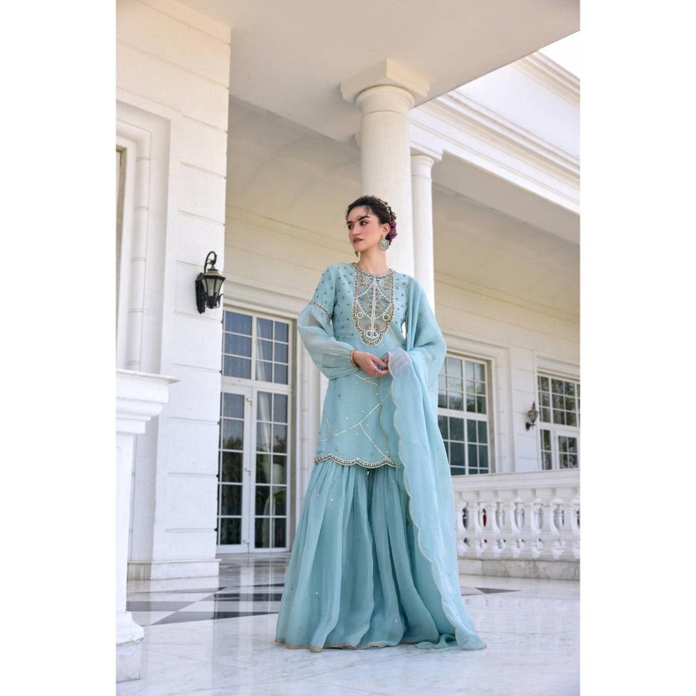 Little Wish Blue Kurti with Sharara and Dupatta