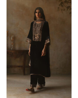 Little Wish Navy Blue Kurta with Pant and Dupatta (Set of 3)