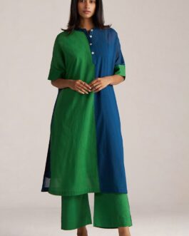 Blue and Green Mul-Mul Co-ord Set