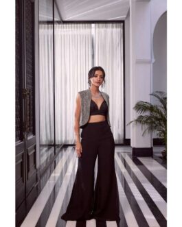 Little Wish Eva Black Jacket with Bralette and Pant (Set of 3)