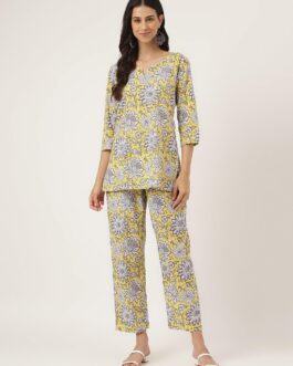 Little Wish Yellow Printed Loungewear/Nightwear