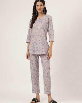 Little Wish Lavender Printed Loungewear/Nightwear