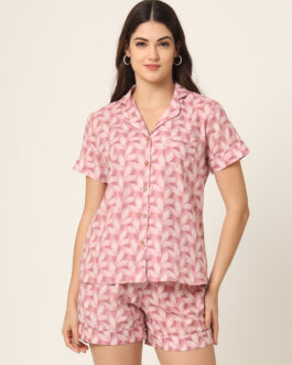 Little Wish Pink Printed Pure Cotton Regular Night Suit