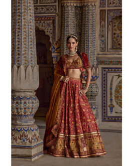 Little Wish Maroon Sameera Lehenga with Blouse and Dupatta (Set of 3)