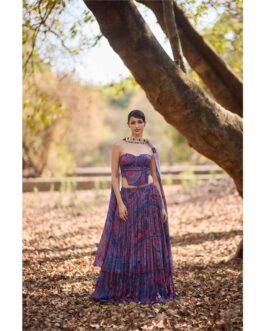 Little Wish Womens Katha Embellished Corset with Lehenga and Dupatta (Set of 3)