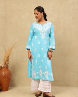Little Wish Nida Chikankari Cotton Straight Kurta