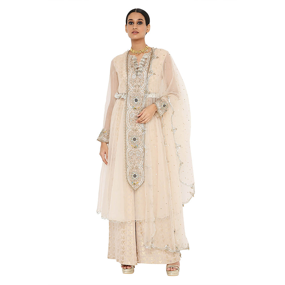 Little Wish Pink Blush Embroidered Anarkali with Palazzo and Dupatta (Set of 3)