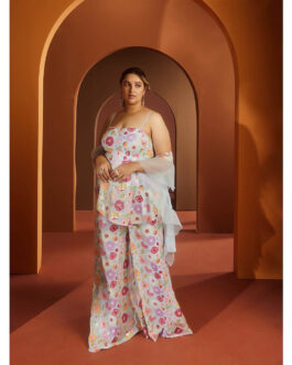 Little Wish Shyla Baby Blue Embroidered Sharara (Set of 3)